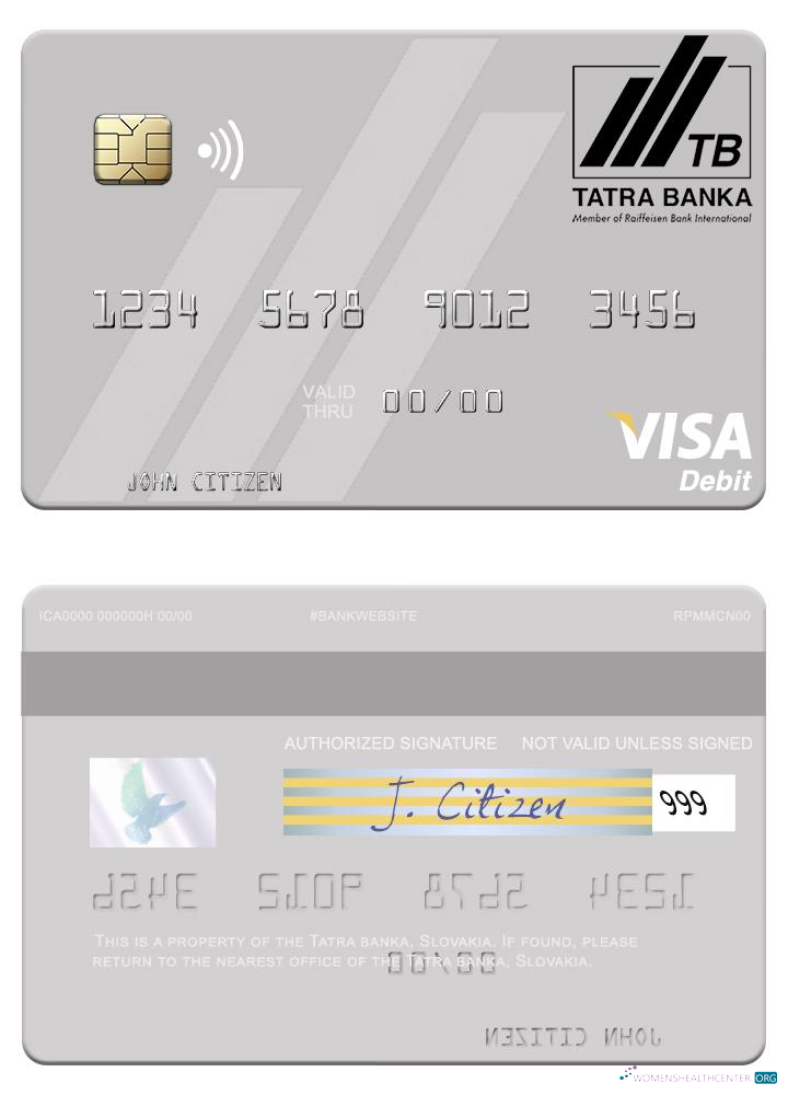 Download Slovakia Tatra Banka visa debit card Photoshop template